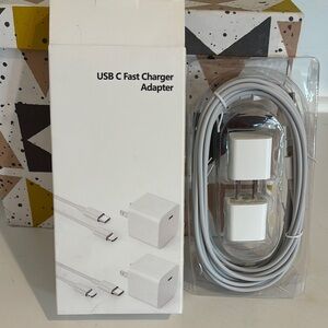 White USB-C Charger and Cable Set